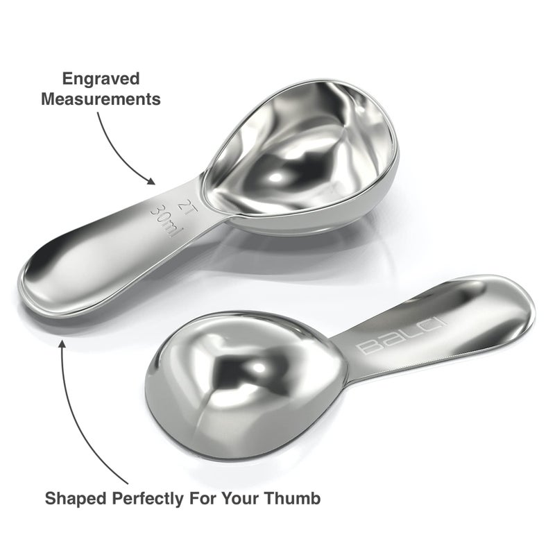 BALCI - Stainless Steel Coffee Scoop Set (2&2 Tablespoon, 30ml and 30ml) Exact Measuring Spoons for Coffee, Tea, Sugar, Flour and More! … - Image 3